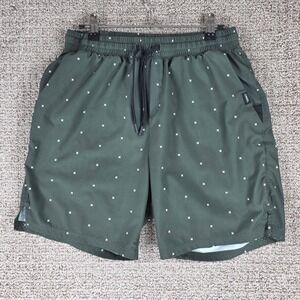 UNRL Mens Stride Shorts Green Geometric Athletic Training Gym Shorts Size Medium